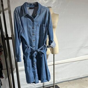 Lane Bryant Blue Long Sleeve Denim Dress